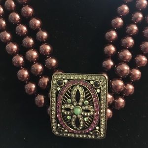 Gorgeous Aubergine Pearls Statement Necklace